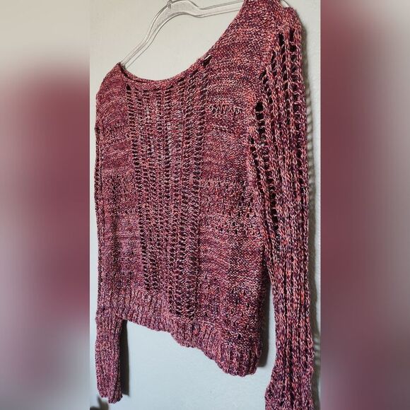 FREE PEOPLE Multicolor Boho Open Knit Cropped Sweater - Picture 4 of 7